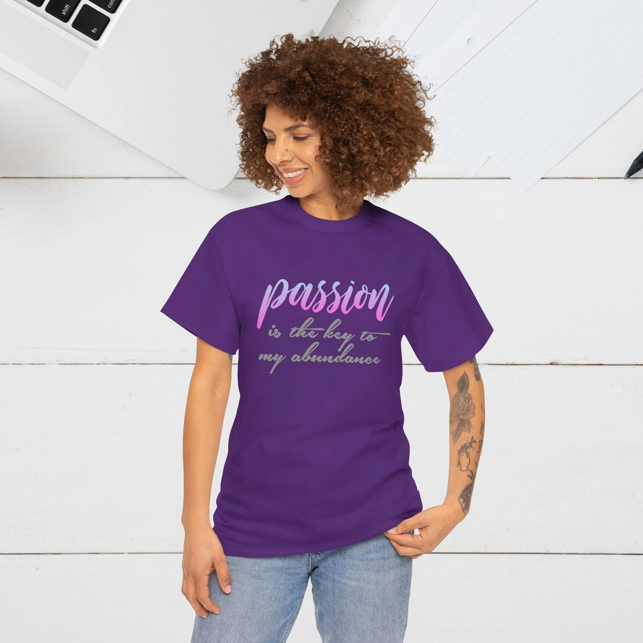 Passion is the Key Unisex Heavy Cotton Tee - Motivational T-Shirt for Inspiration and Abundance