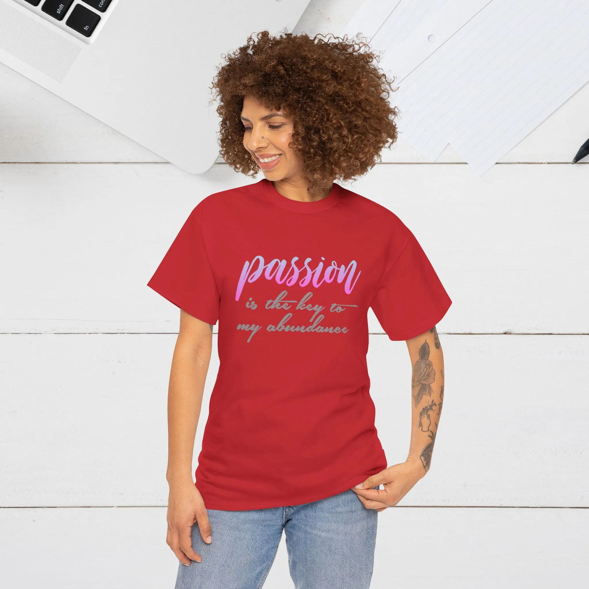 Passion is the Key Unisex Heavy Cotton Tee - Motivational T-Shirt for Inspiration and Abundance