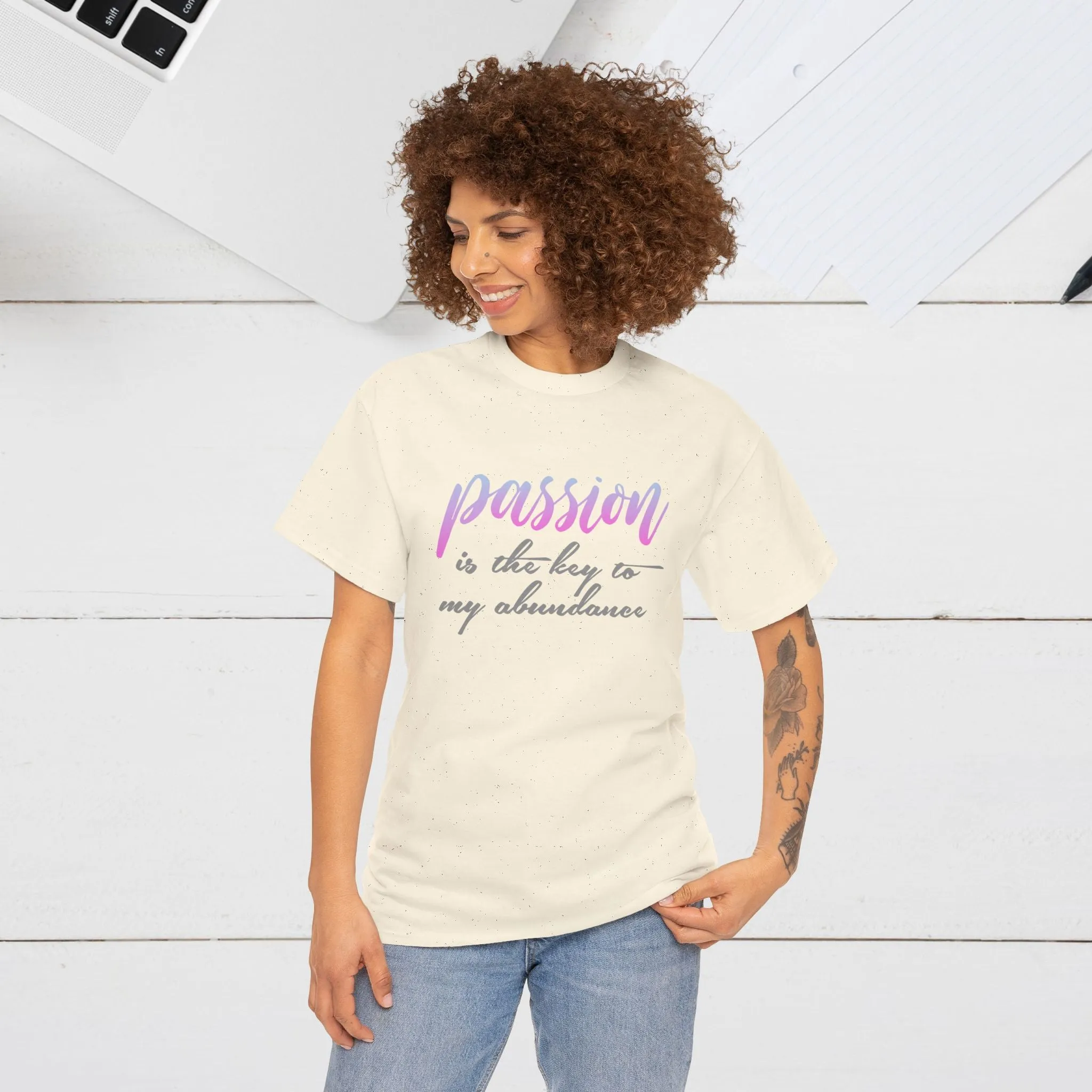 Passion is the Key Unisex Heavy Cotton Tee - Motivational T-Shirt for Inspiration and Abundance