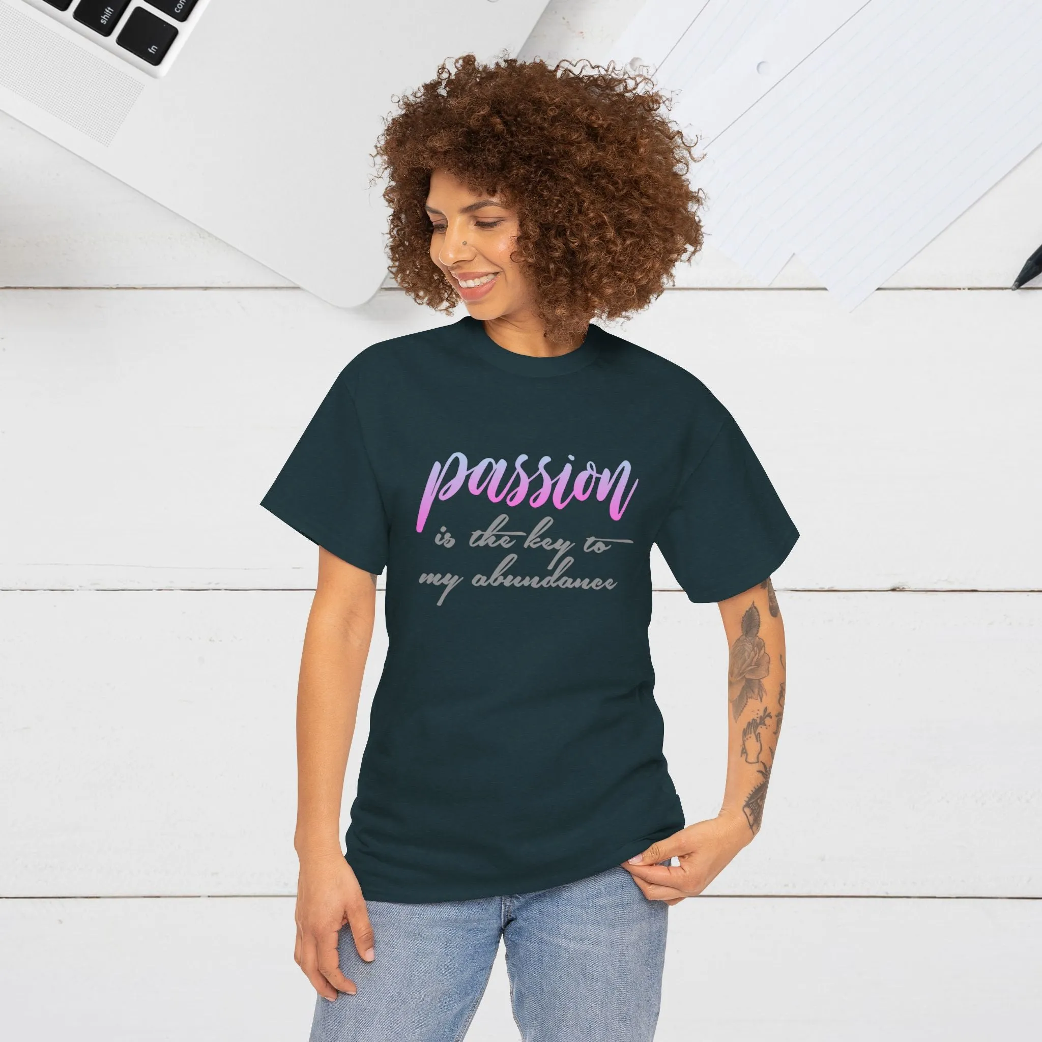 Passion is the Key Unisex Heavy Cotton Tee - Motivational T-Shirt for Inspiration and Abundance