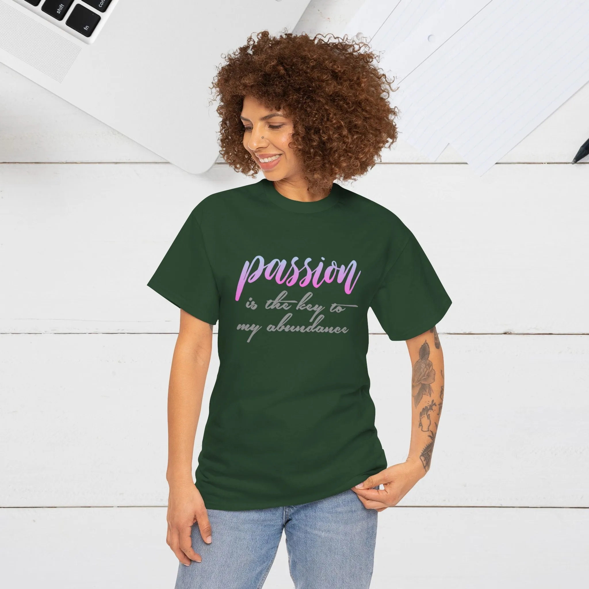 Passion is the Key Unisex Heavy Cotton Tee - Motivational T-Shirt for Inspiration and Abundance