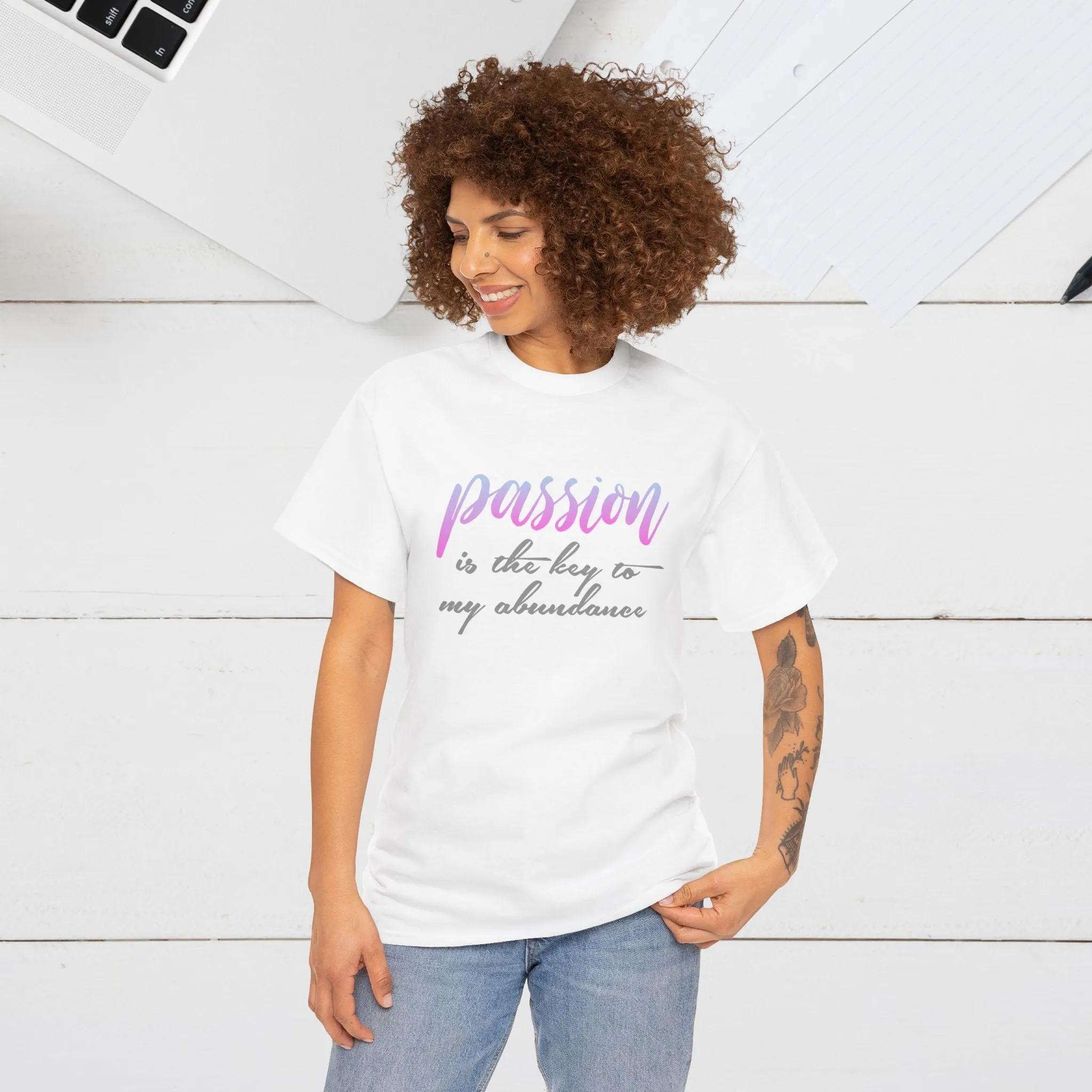 Passion is the Key Unisex Heavy Cotton Tee - Motivational T-Shirt for Inspiration and Abundance