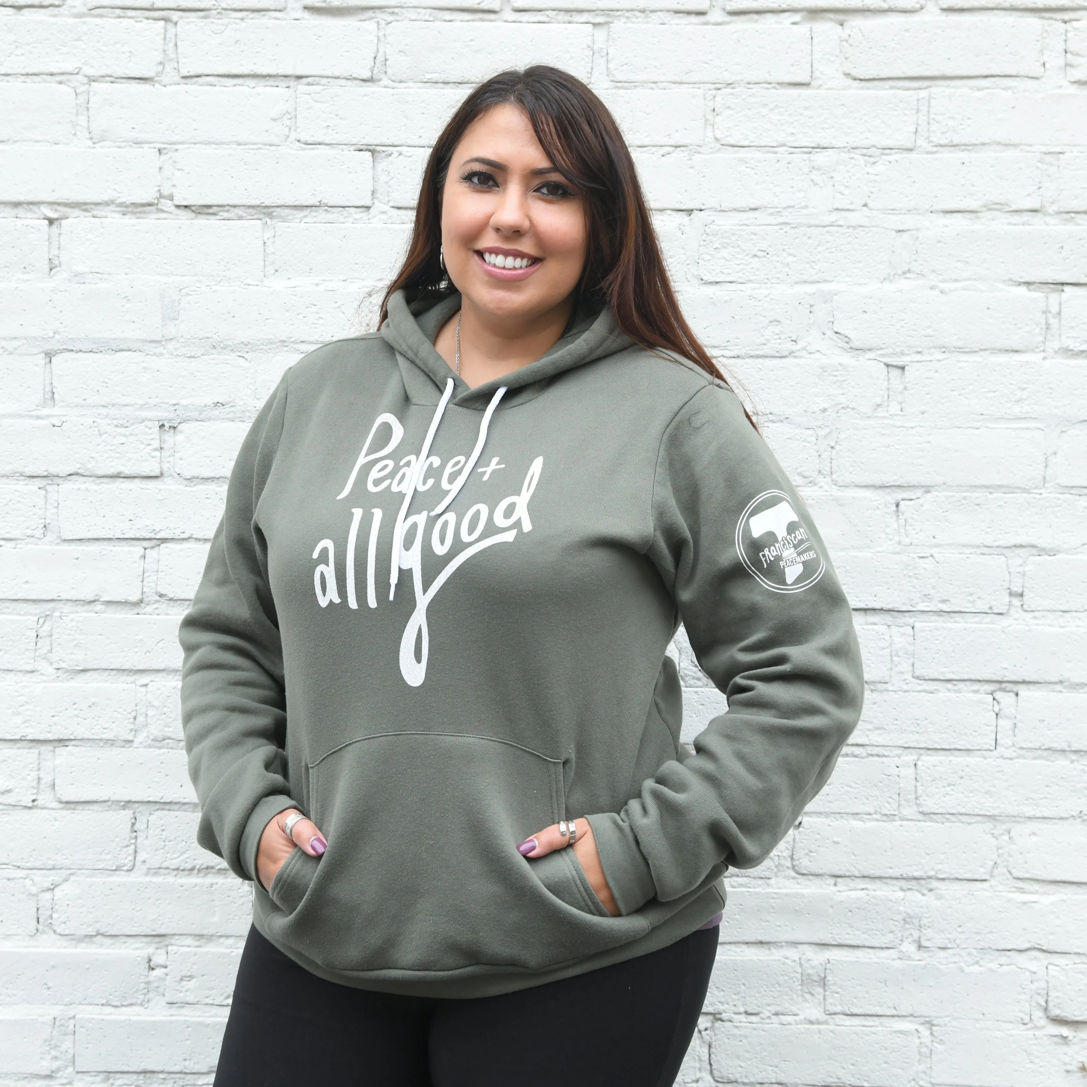 Peace   All Good Hooded Sweatshirt - Olive
