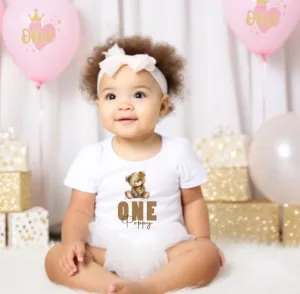 Personalised Birthday T-Shirt Sitting Teddy Design - Choose your age