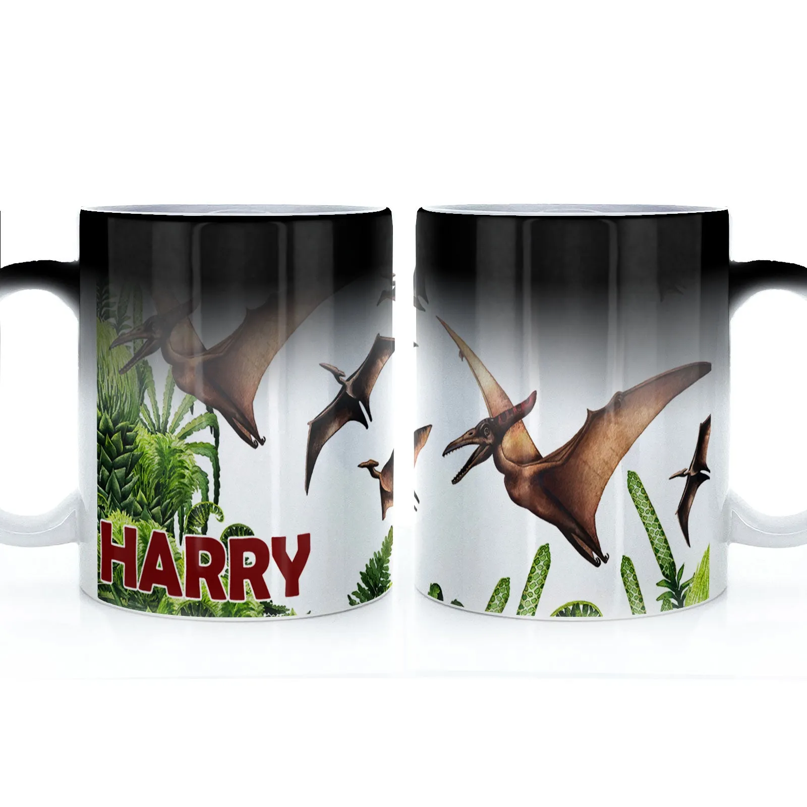 Personalised Mug with Red Bold Text and Pterodactyls