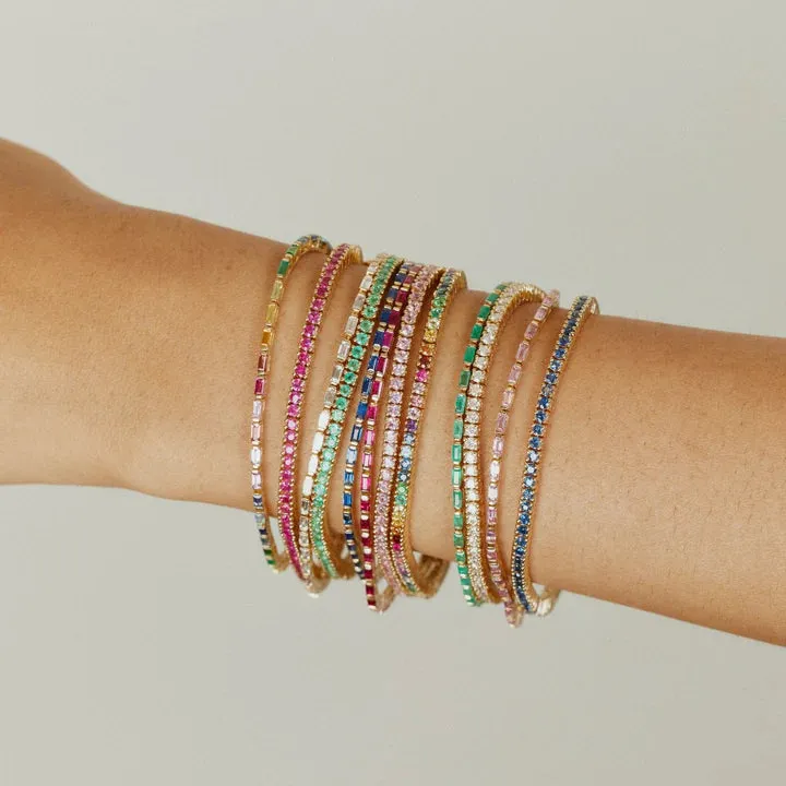 Pink Sapphire Baguette Tennis Bracelet