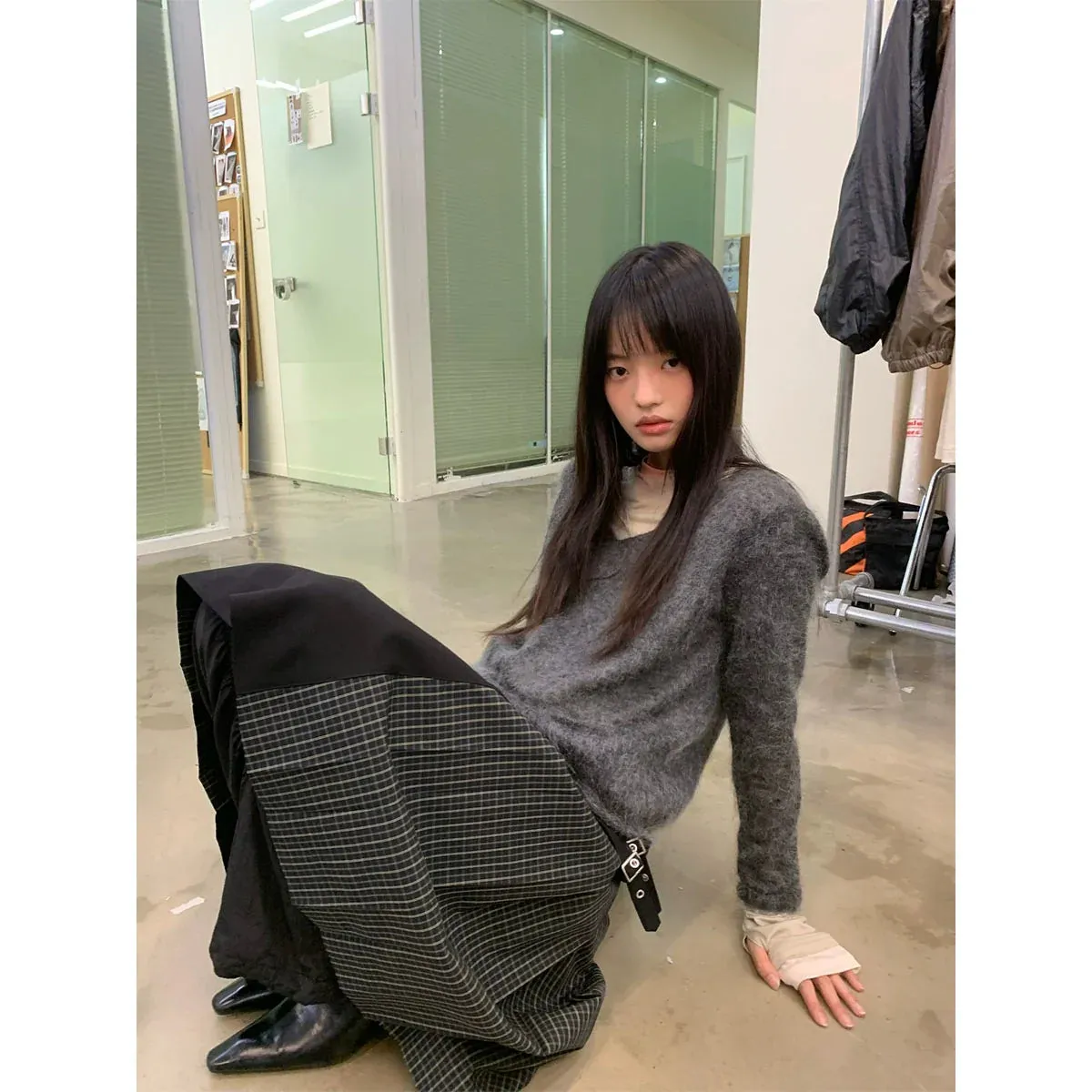 Plaid Patchwork A-Line Skirt