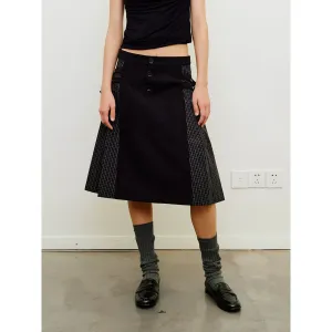 Plaid Patchwork A-Line Skirt