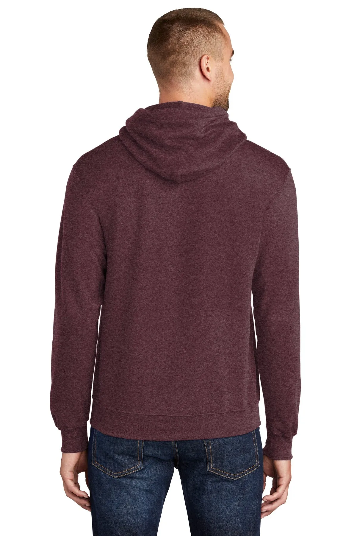 Port & Company Core Fleece Pullover Hooded Sweatshirt. PC78H Heather Athletic Maroon