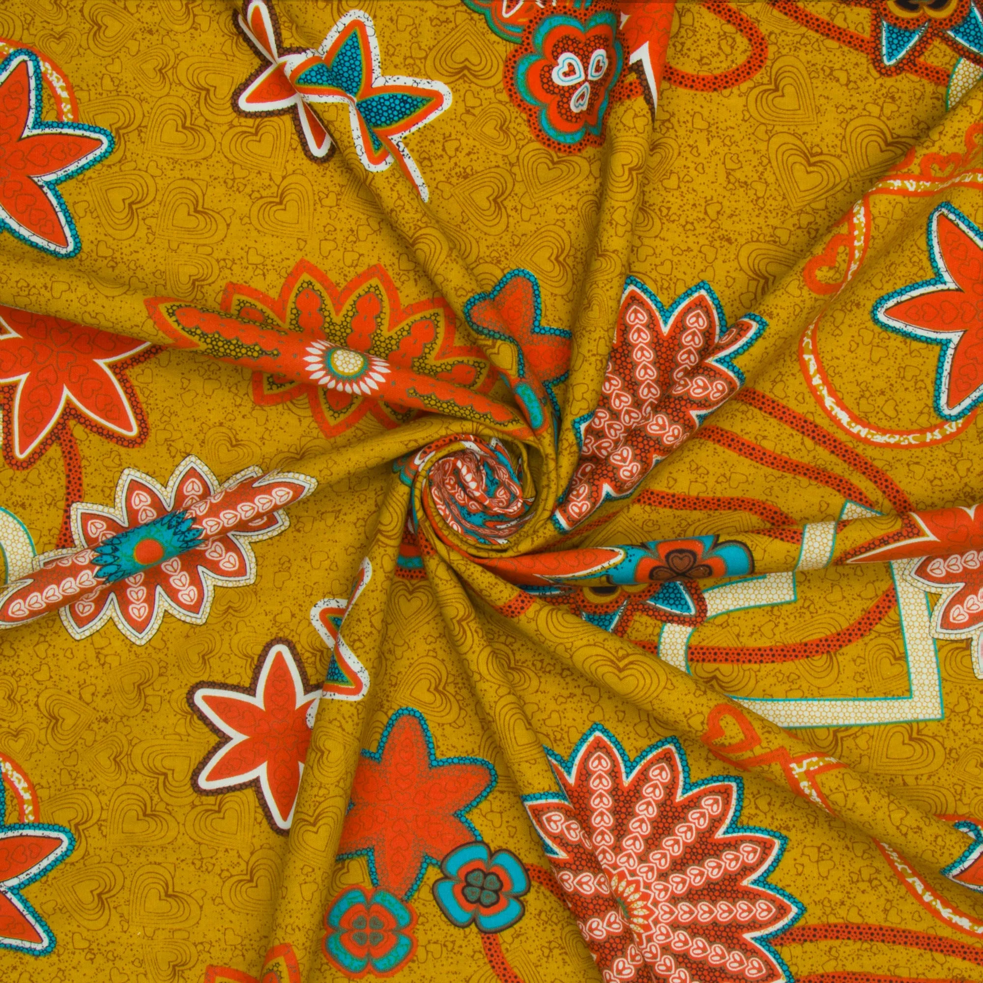 Printed 100% Cotton Apparel Fabric Mustard