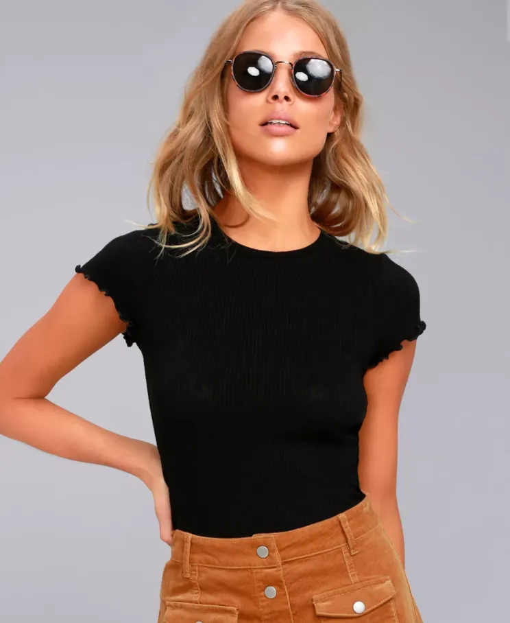 Project Social T Lainey Rib Tiny Tee | Black