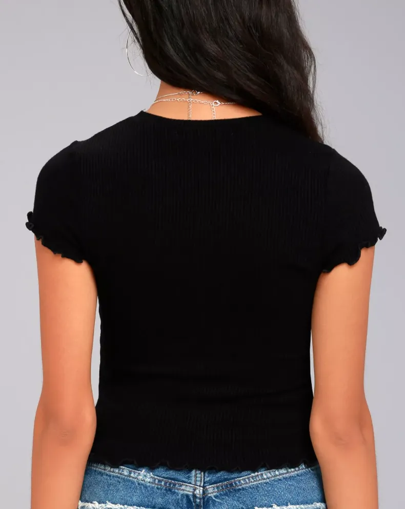 Project Social T Lainey Rib Tiny Tee | Black