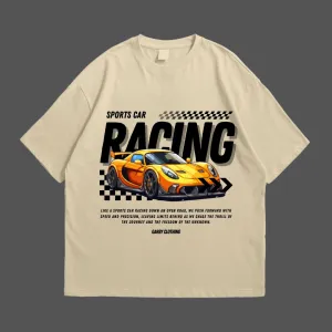 Racing Club Beige Drop Shoulder T-Shirt
