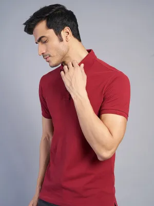 Red Solid Slim Fit Polo T-Shirt | JadeBlue