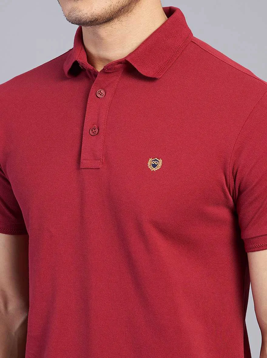 Red Solid Slim Fit Polo T-Shirt | JadeBlue
