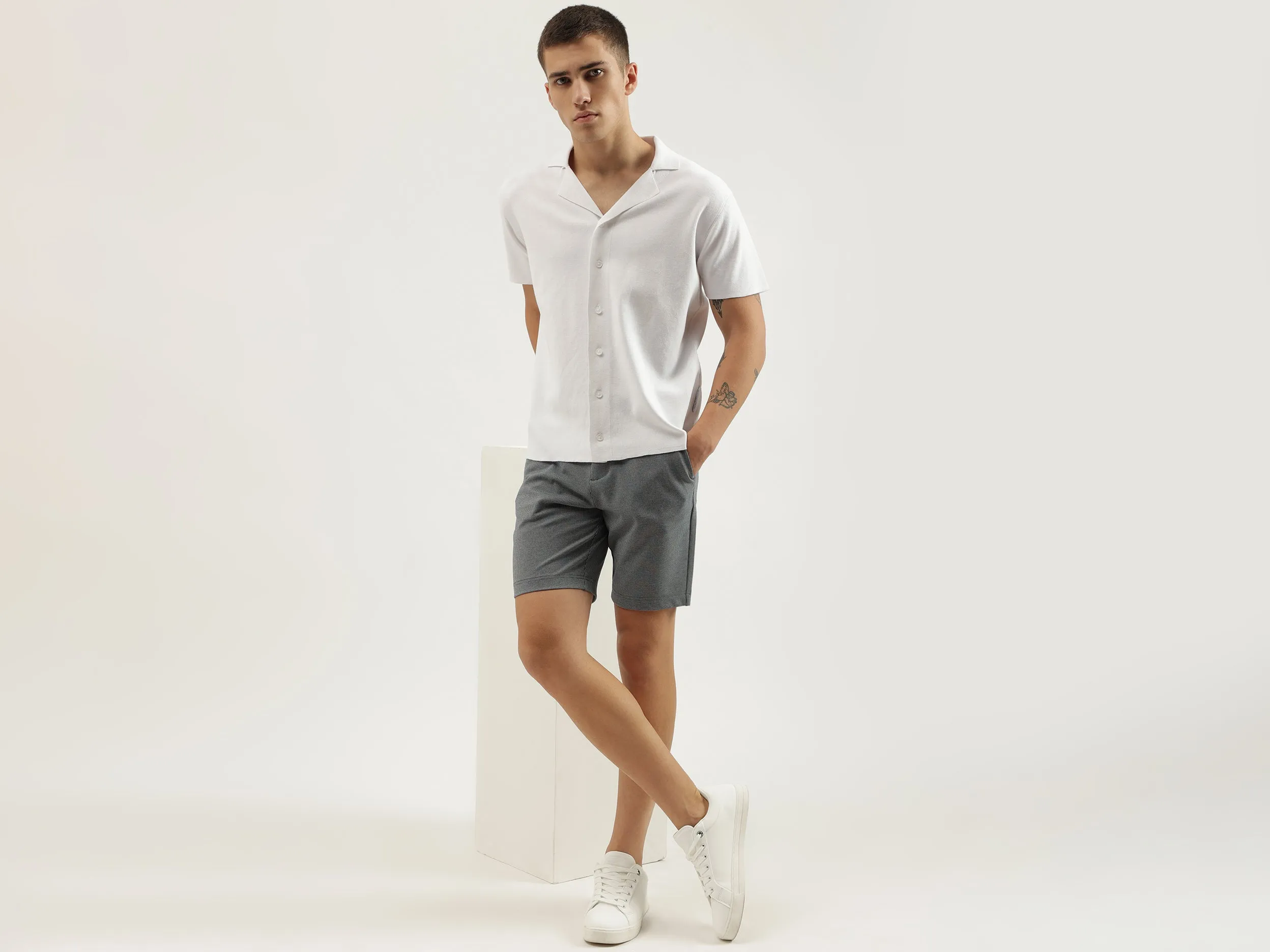 Regular Fit Cuban Collar Solid Shirts