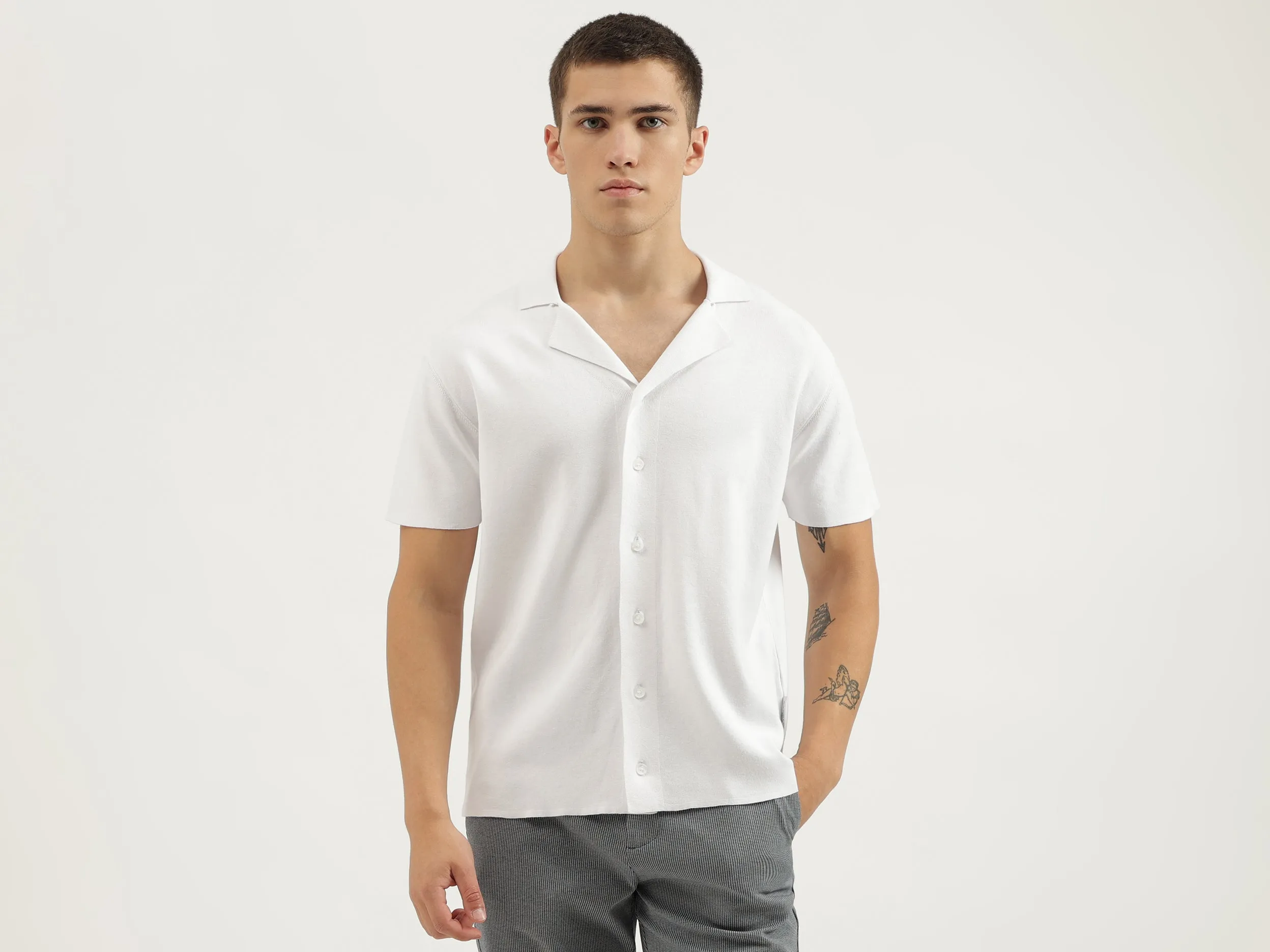 Regular Fit Cuban Collar Solid Shirts