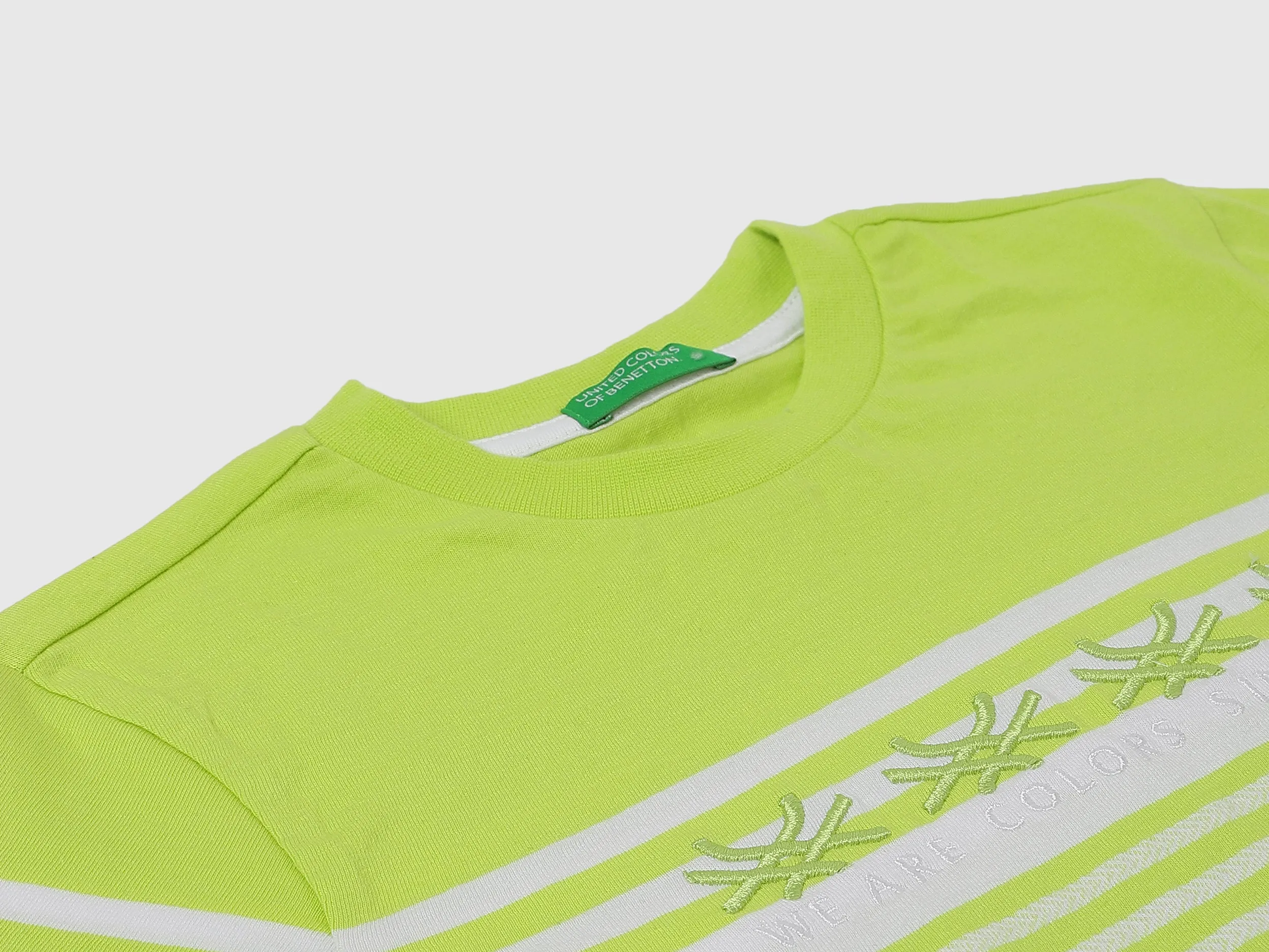 Regular Fit Round Neck Striped & Logo T-Shirt