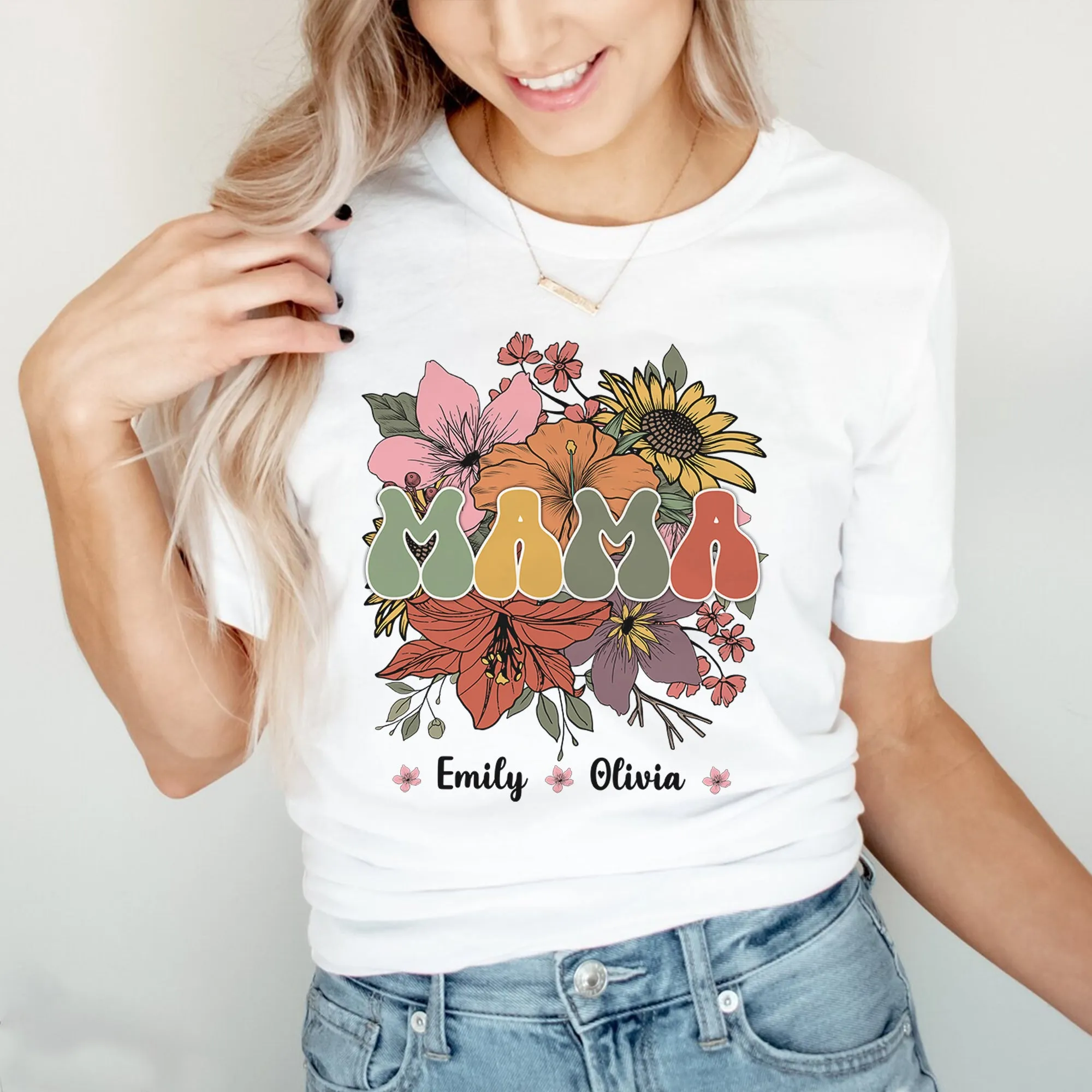Retro Floral Mama T-shirt, Shirt for Mom for Mother's Day, Mama T-Shirt, Mom Shirt for Mom for Mother's Day, Mama T-shirt, Mothers Day Gift