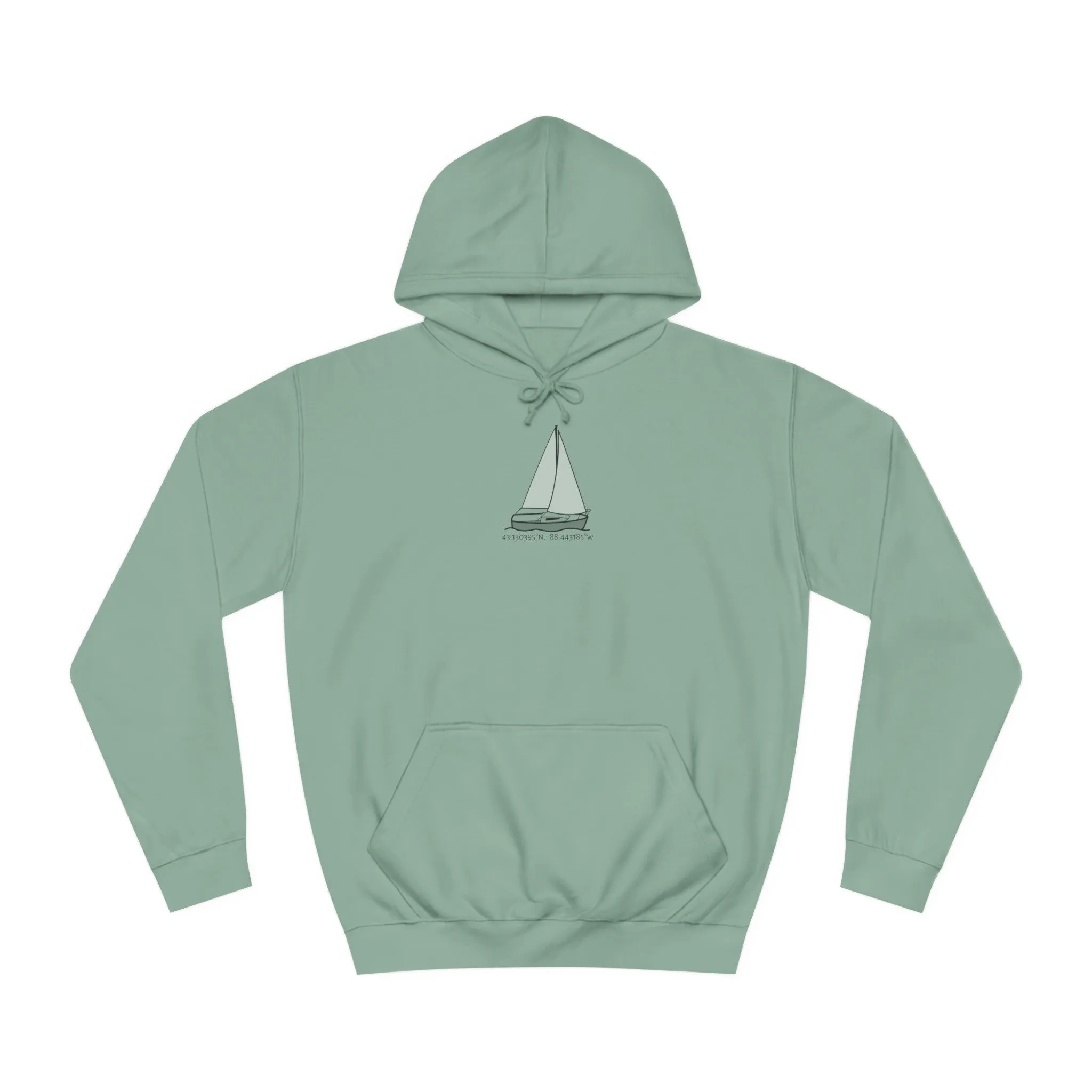Sailboat Comfort Okauchee Lake Coordinates - Medium Weight Hoodie