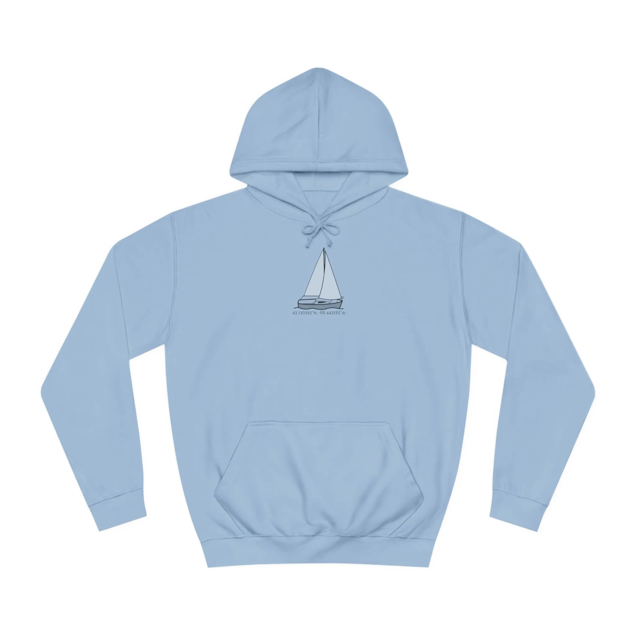 Sailboat Comfort Okauchee Lake Coordinates - Medium Weight Hoodie