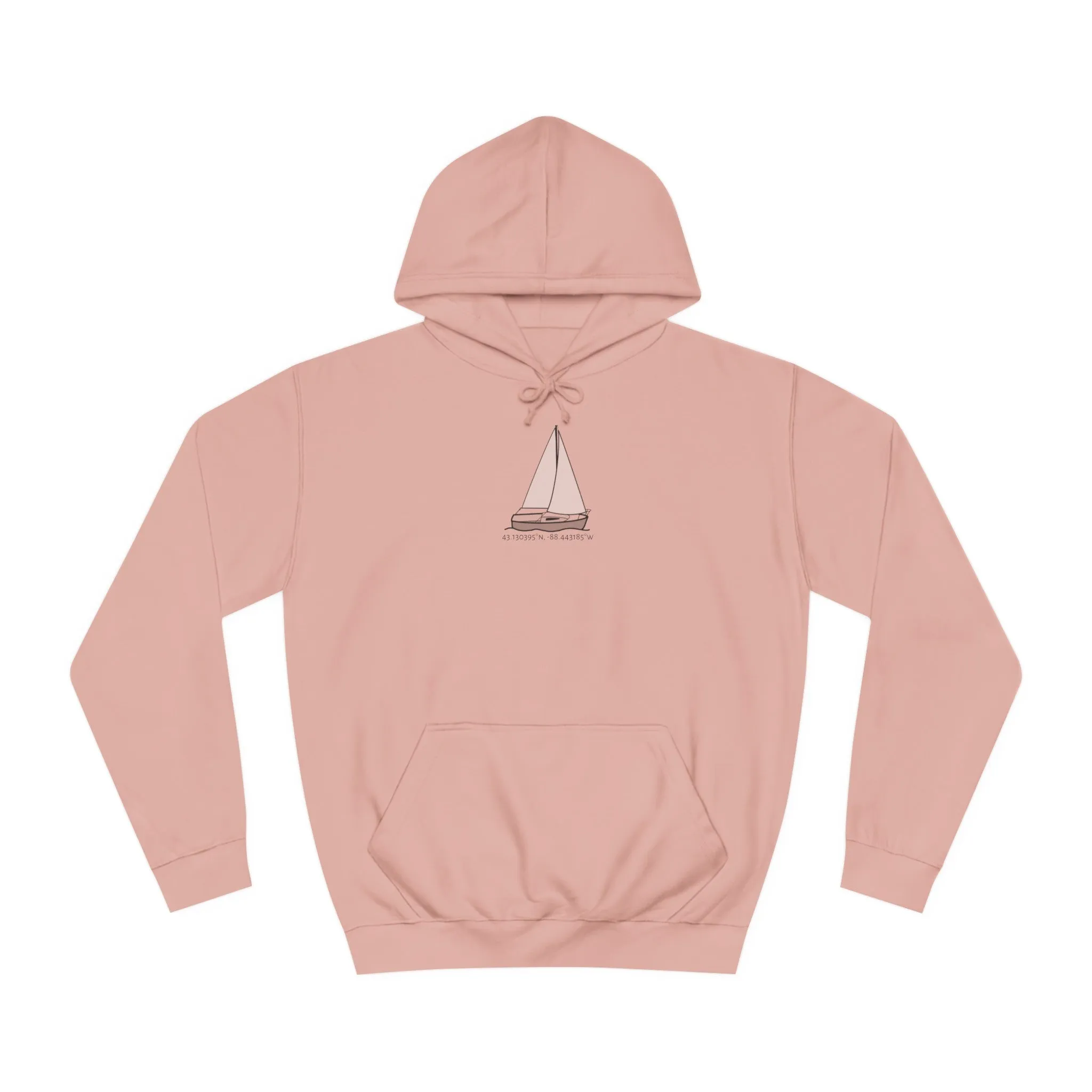 Sailboat Comfort Okauchee Lake Coordinates - Medium Weight Hoodie