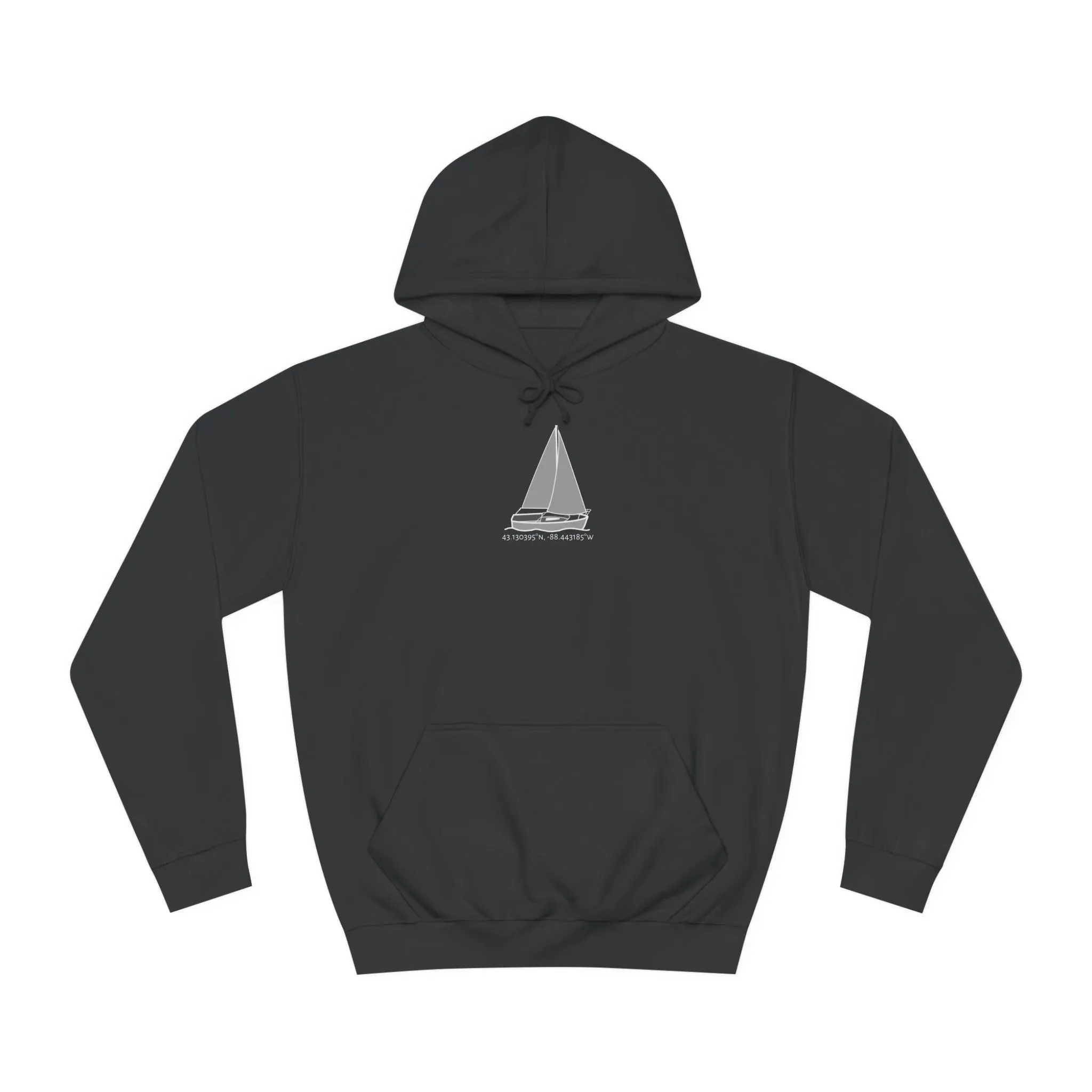Sailboat Comfort Okauchee Lake Coordinates - Medium Weight Hoodie