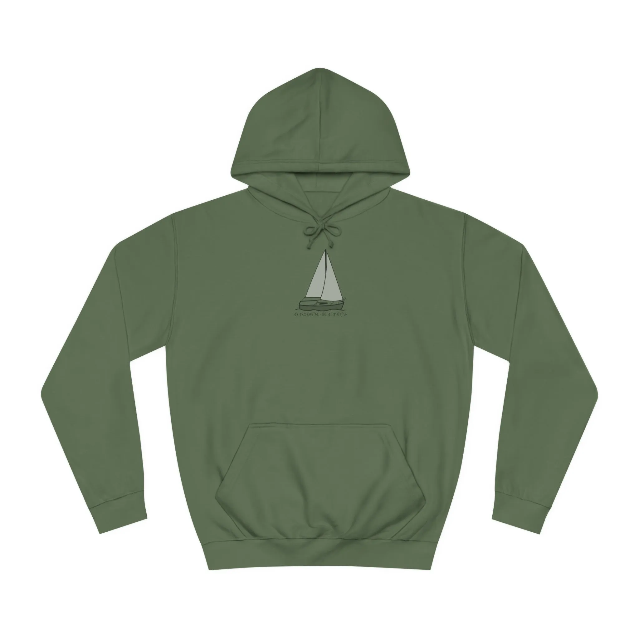 Sailboat Comfort Okauchee Lake Coordinates - Medium Weight Hoodie