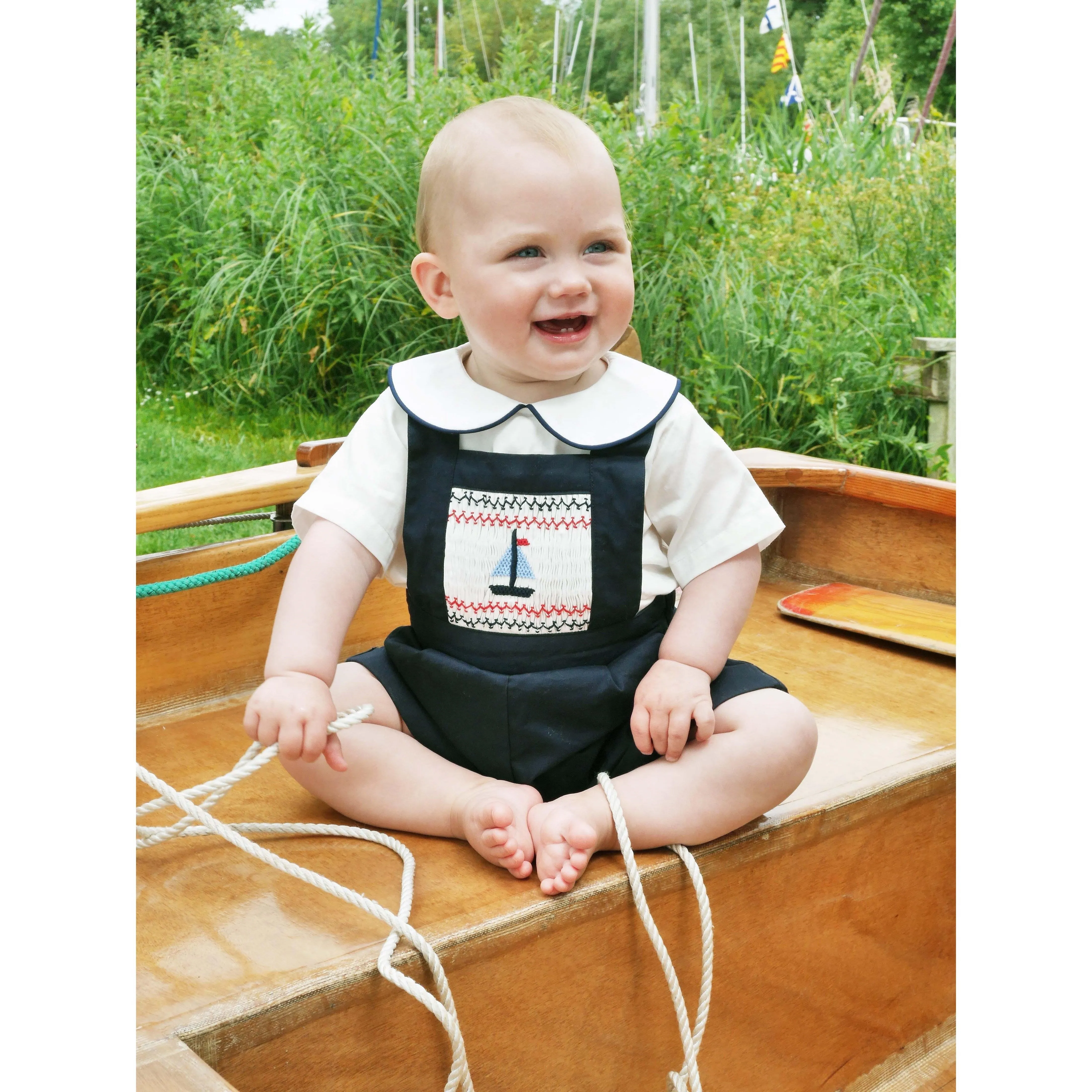 Sailboat Smocked Dungaree