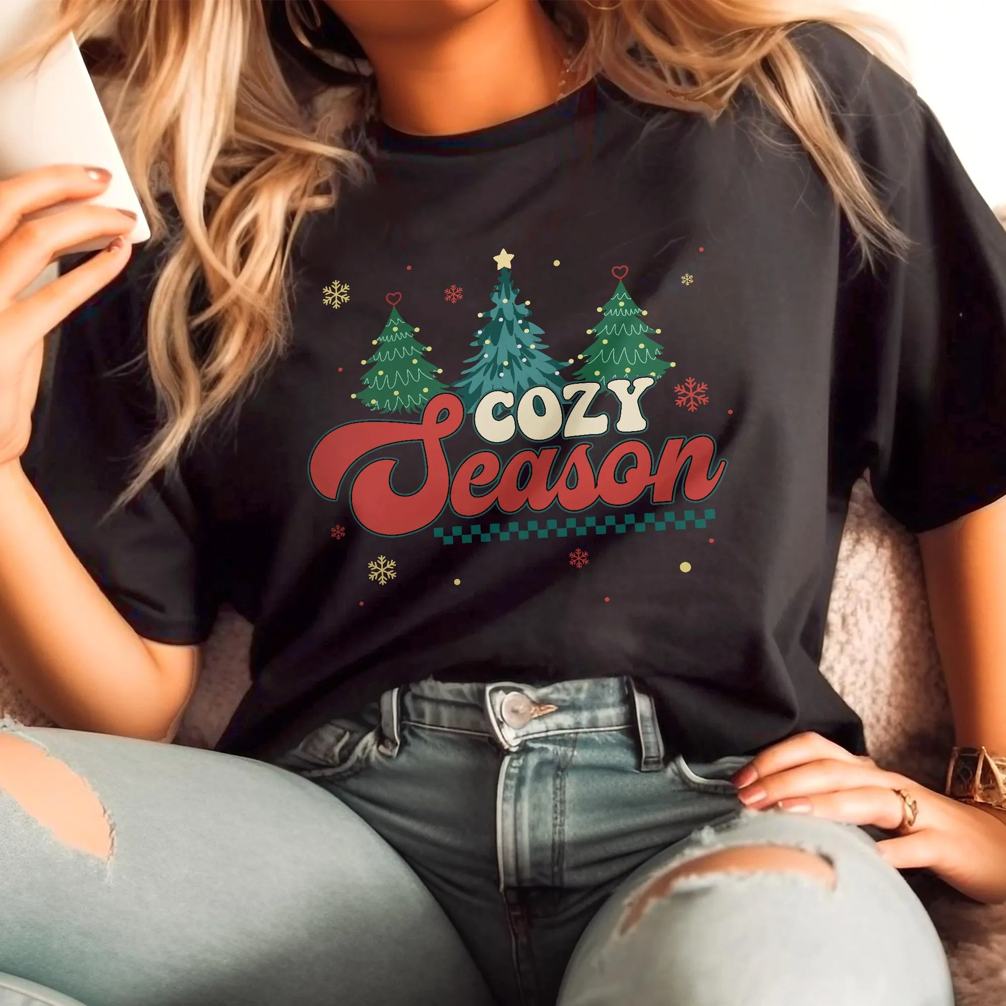 Sandjest Cozy Season Tshirt, Get Cozy Shirt, Cozy Season Merry Christmas, Christmas Tshirt, Winter Tshirt, Christmas Tee Shirt