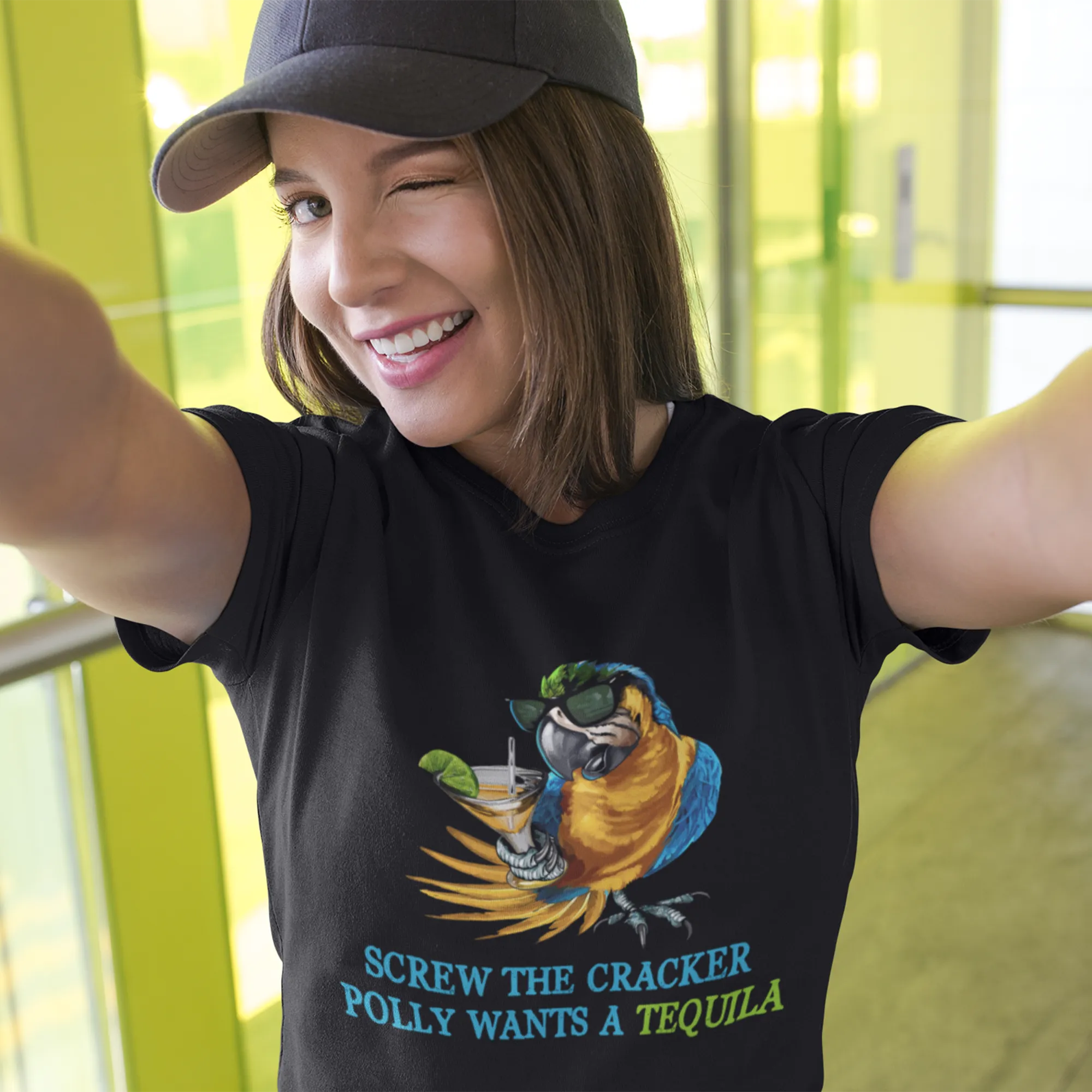 SCREW THE CRACKER POLLY WANTS A TEQUILA - Unisex Party Drinking Tee