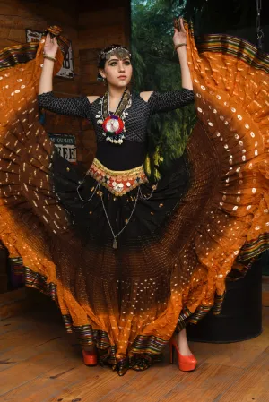 Senoritas skirt mustard brown black with padma border WLS