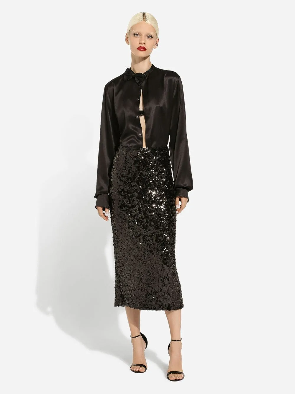 Sequined Midi Pencil Skirt