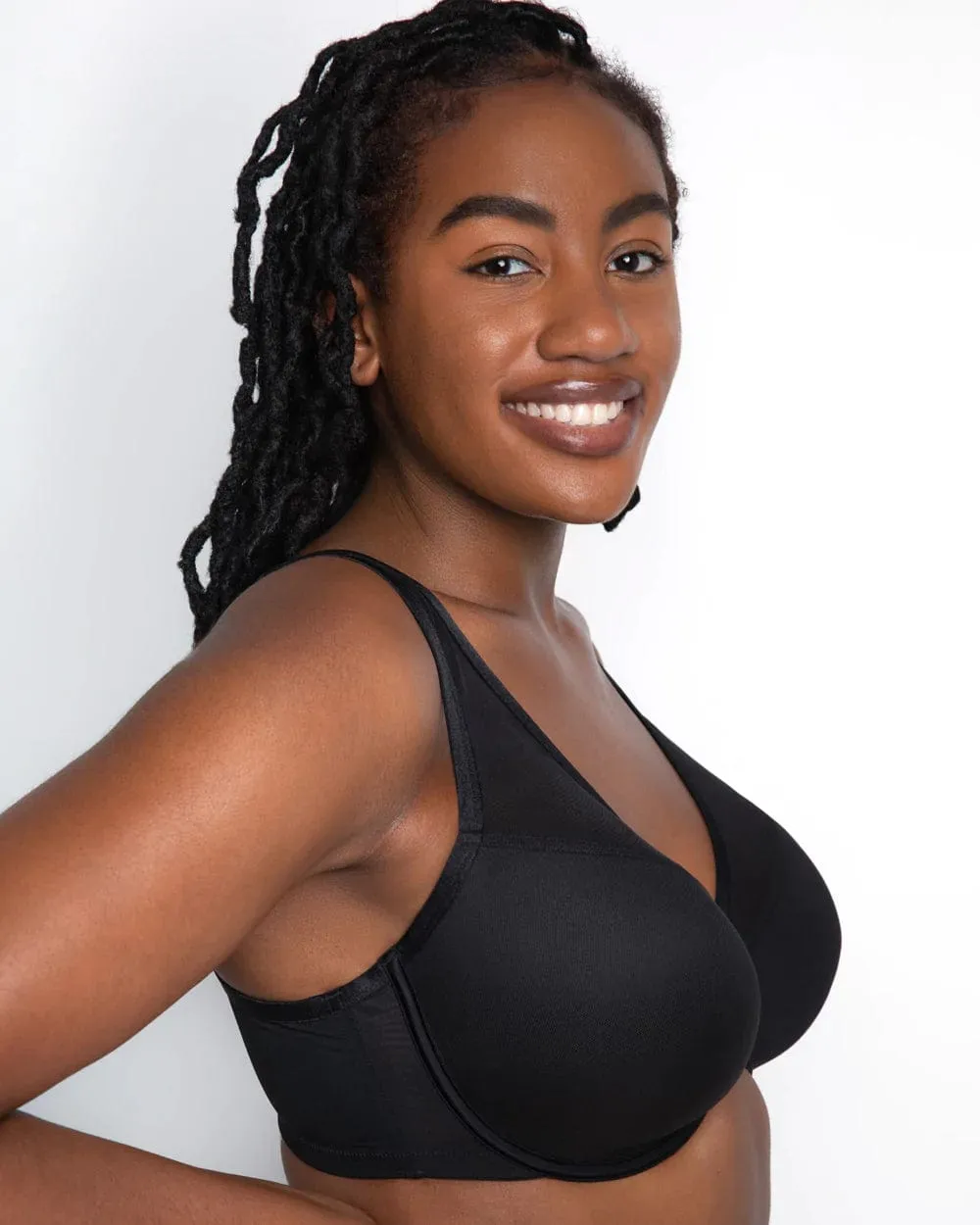 Sheer Mesh Plunge T-Shirt Bra - Black