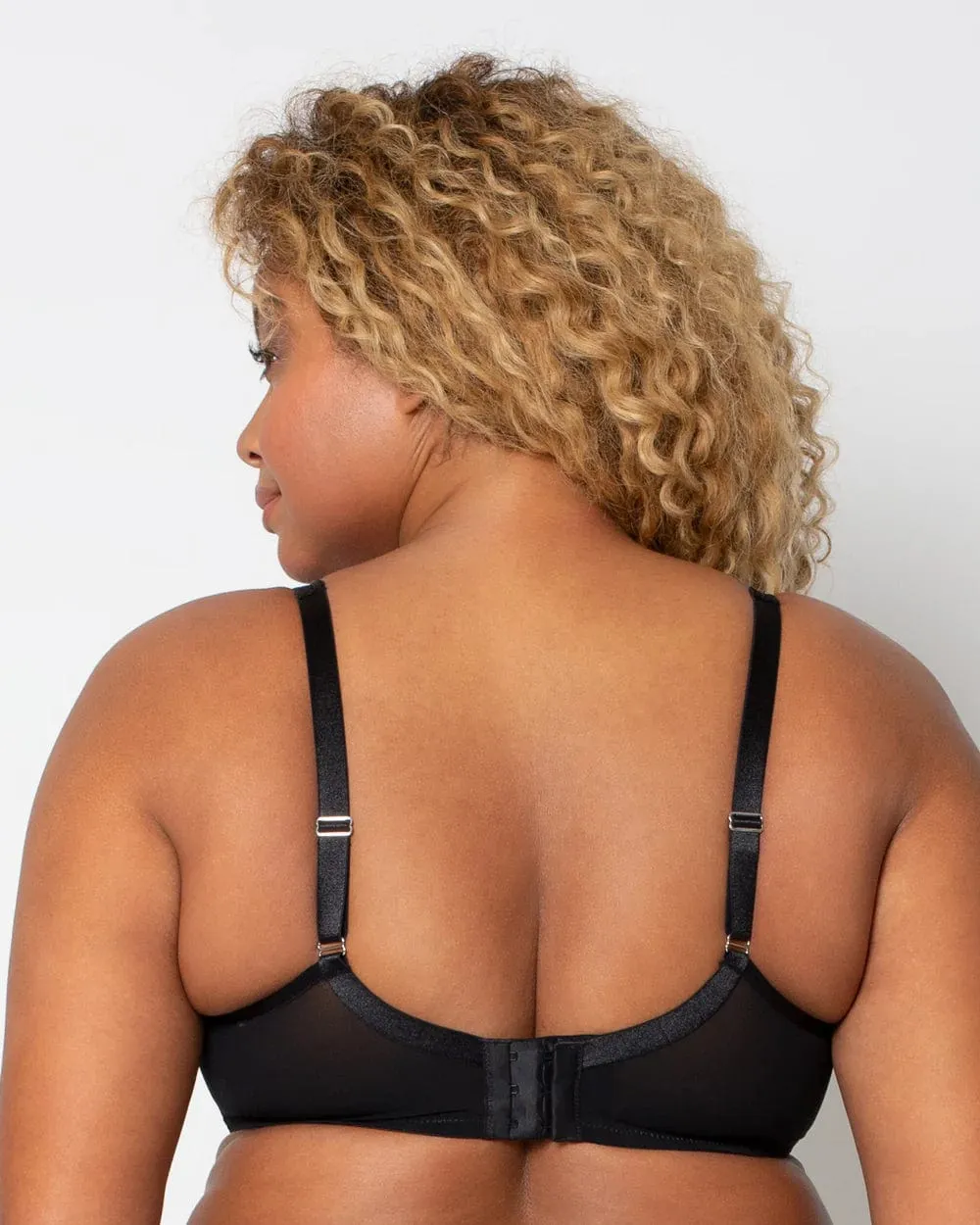 Sheer Mesh Plunge T-Shirt Bra - Black