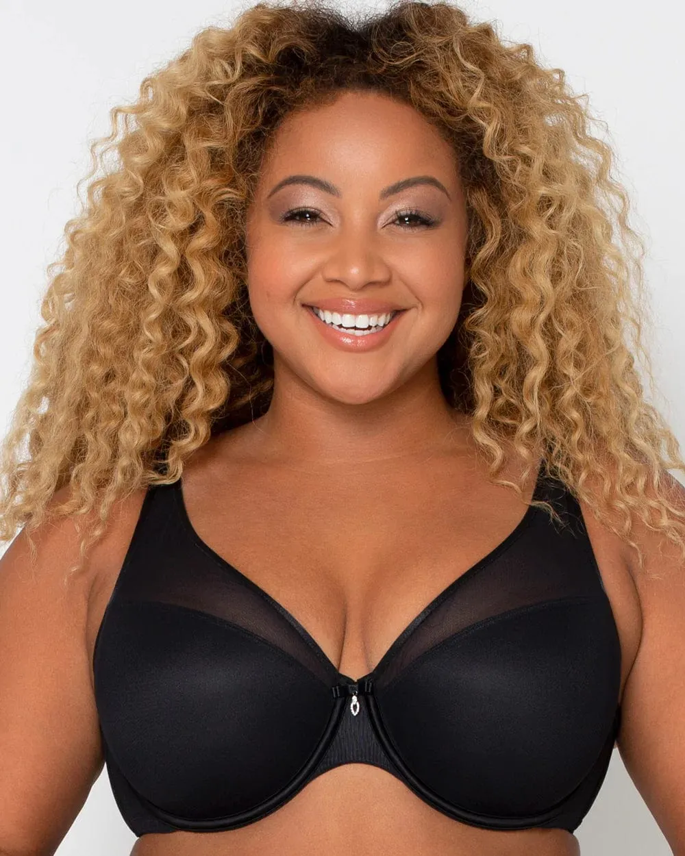 Sheer Mesh Plunge T-Shirt Bra - Black