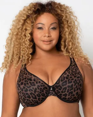 Sheer Mesh Plunge T-Shirt Bra - Designer Leo