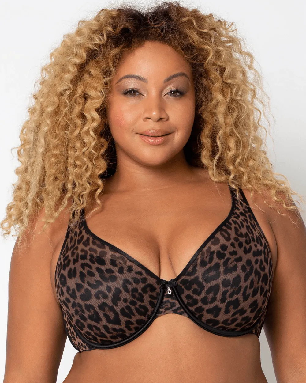 Sheer Mesh Plunge T-Shirt Bra - Designer Leo