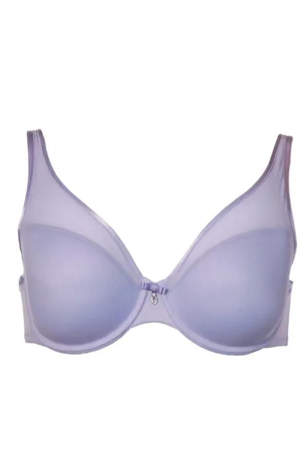 Sheer Mesh Plunge T-Shirt Bra - Lavender Mist