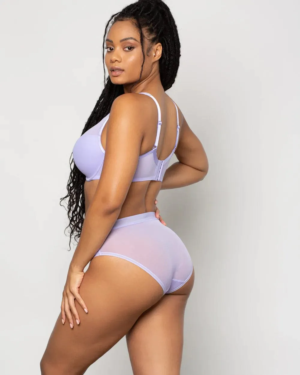 Sheer Mesh Plunge T-Shirt Bra - Lavender Mist