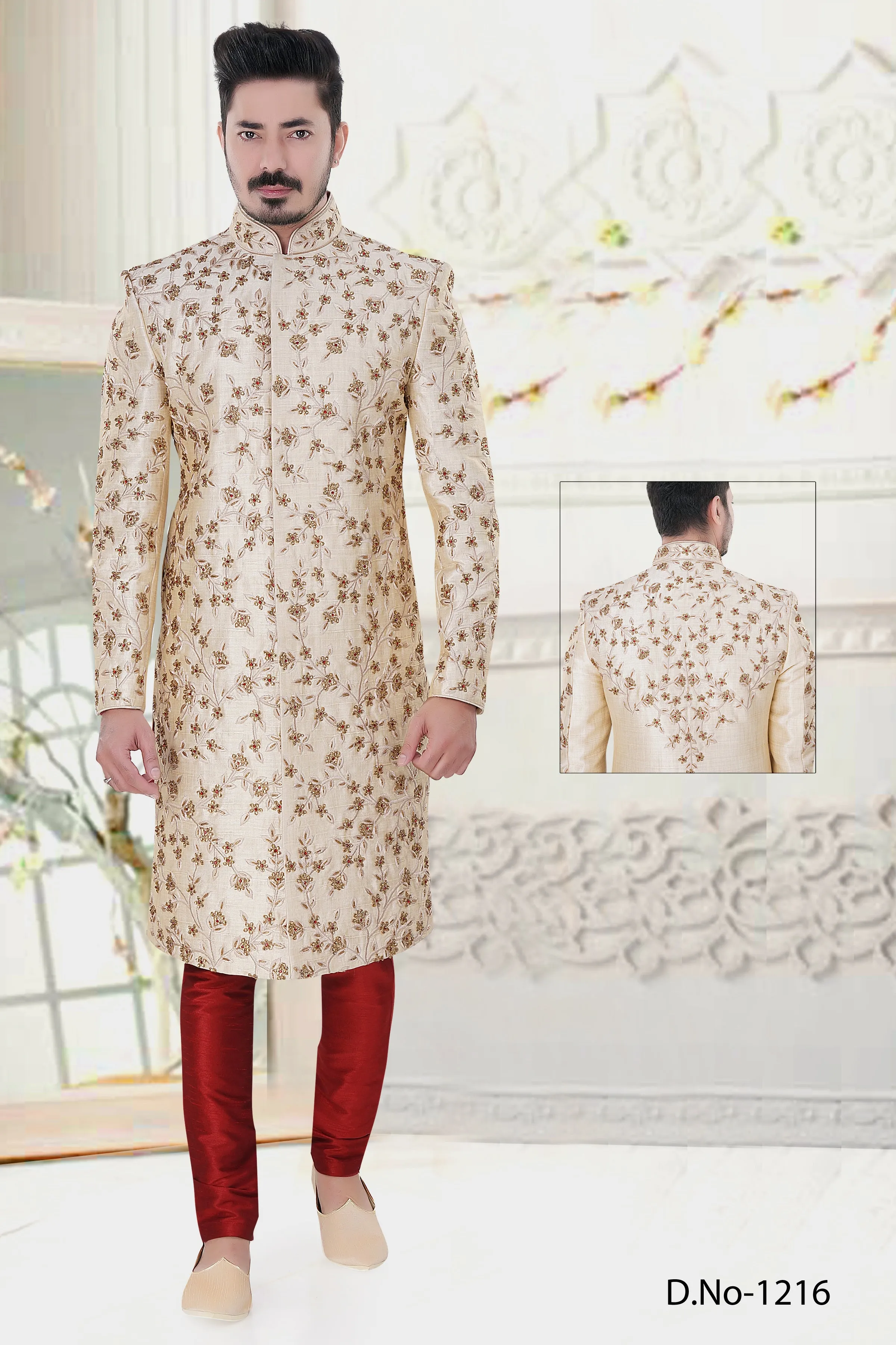 Sherwani (Custom Tailored) - (D.No.-1216)
