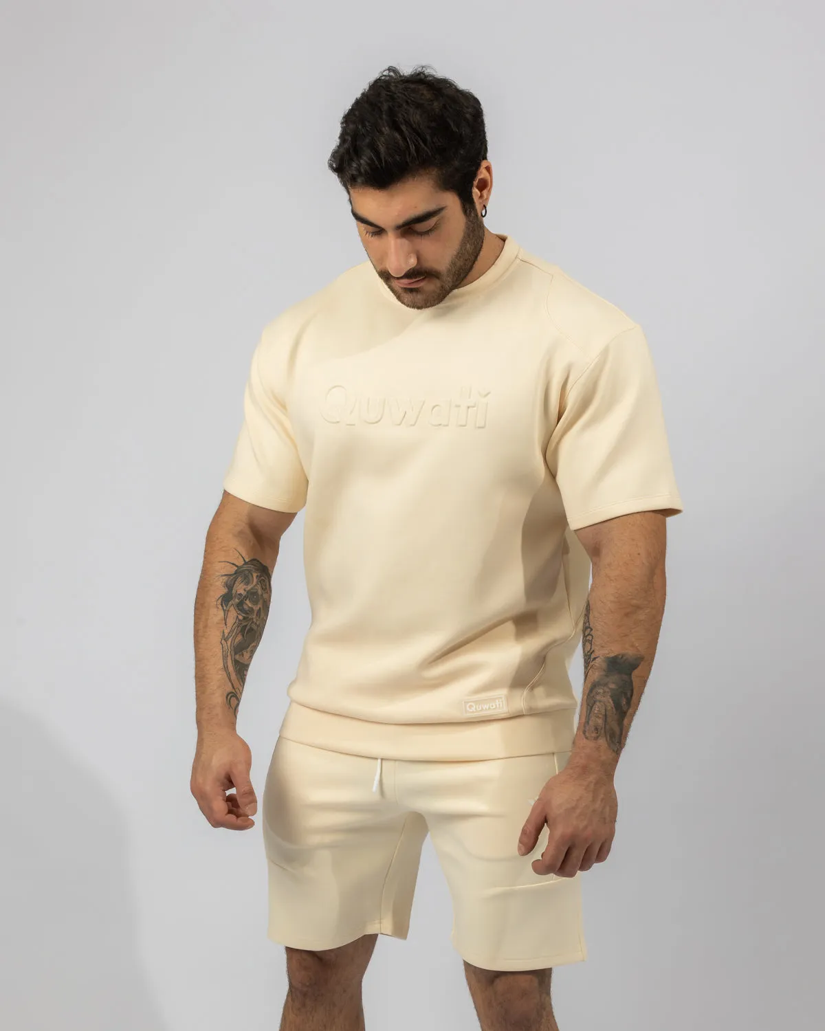 Shield Men Half Sleeve Pullover - Beige