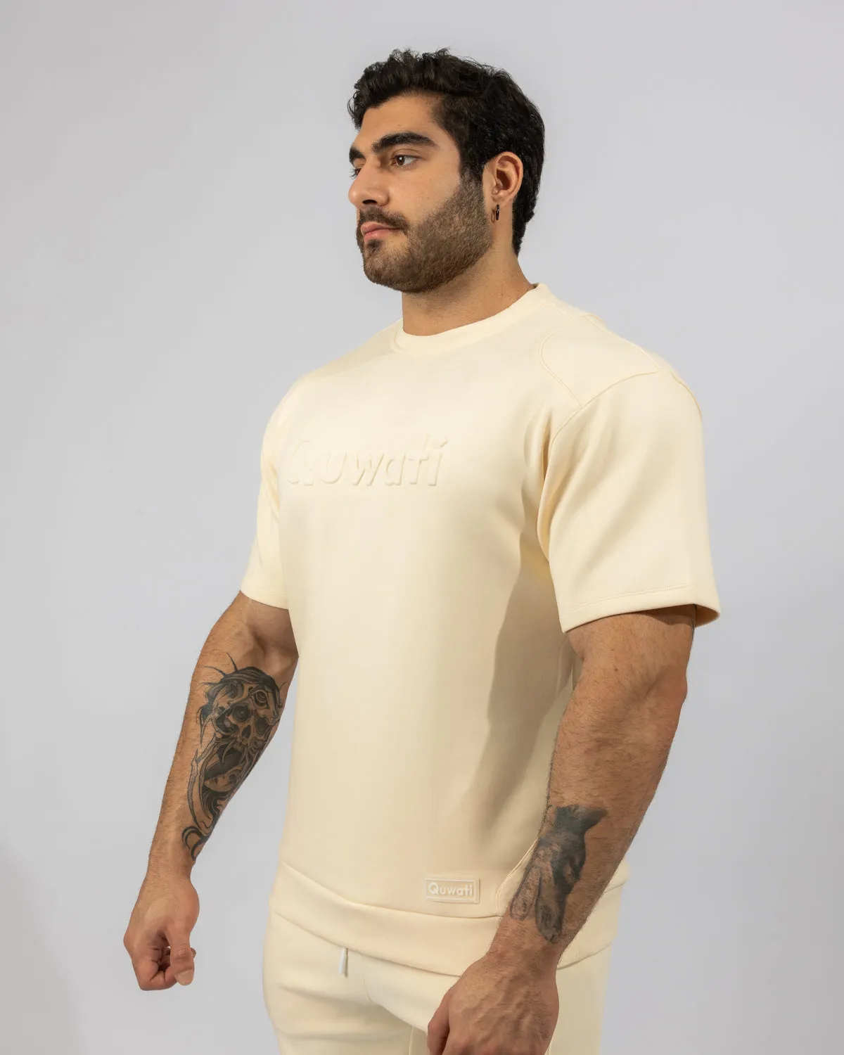 Shield Men Half Sleeve Pullover - Beige
