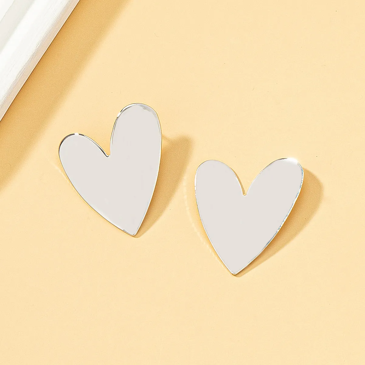 Silver-Plated Heart Stud Earrings