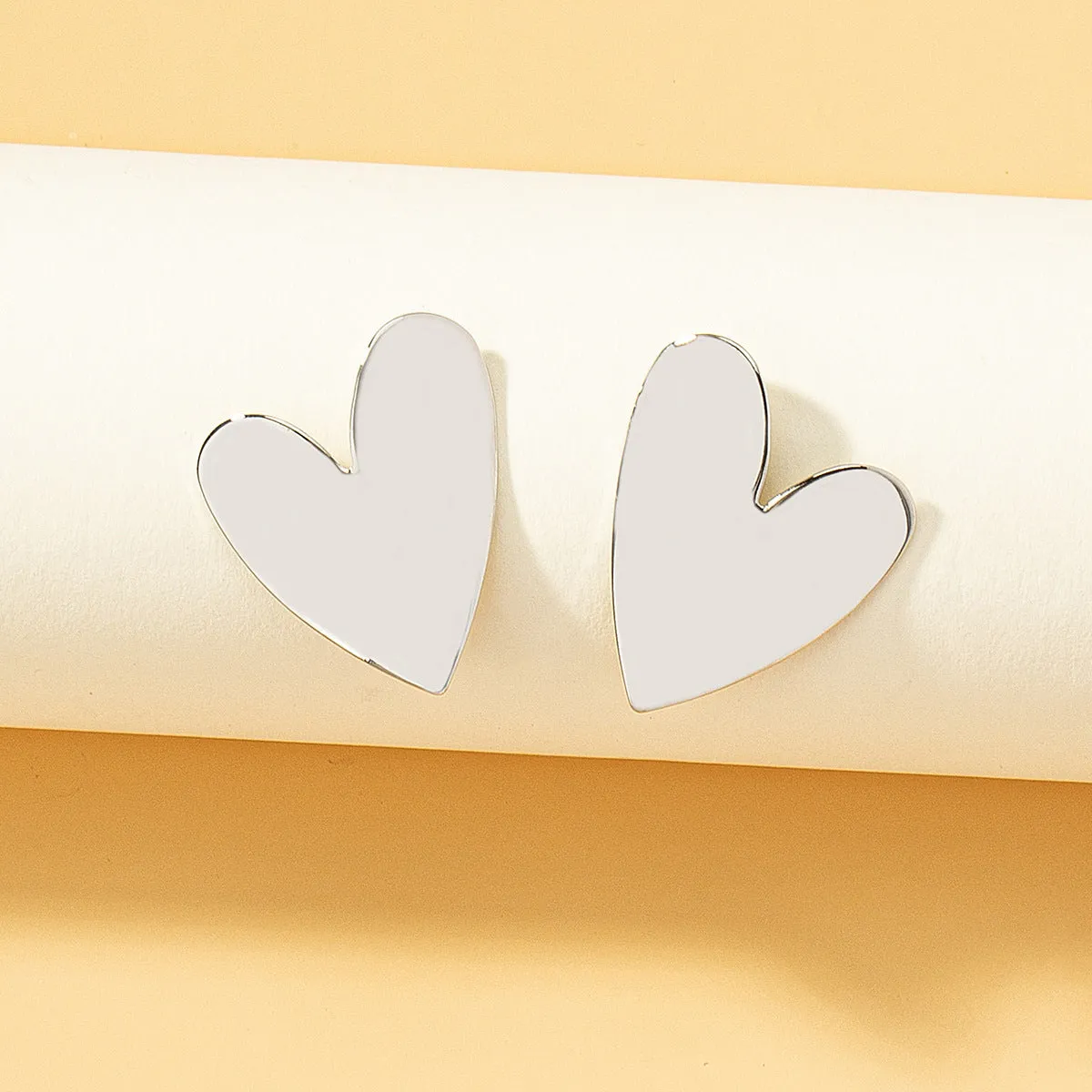 Silver-Plated Heart Stud Earrings