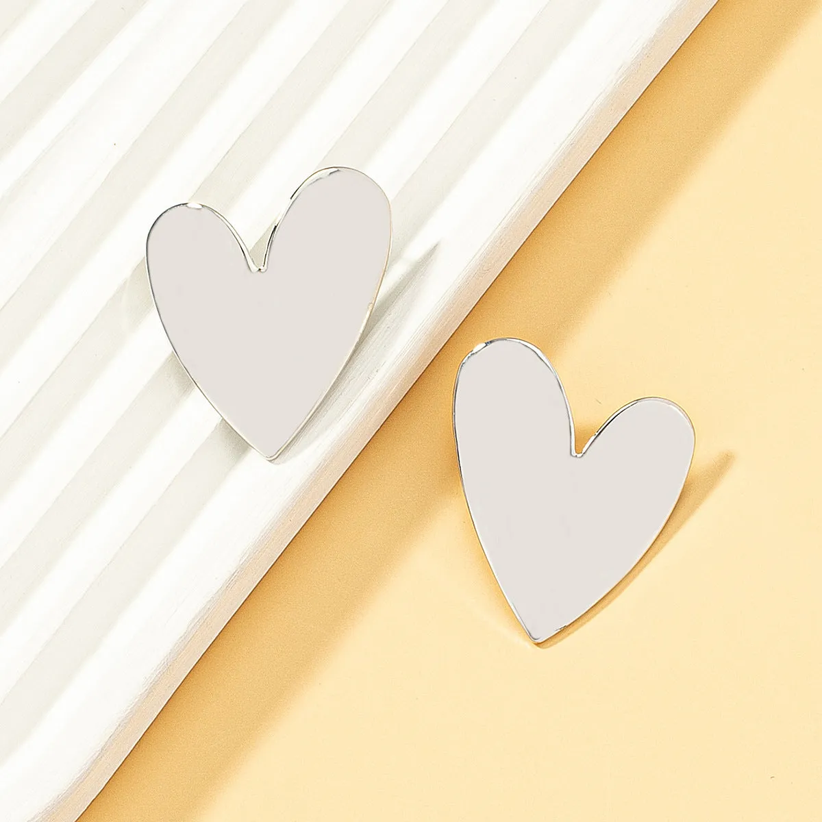 Silver-Plated Heart Stud Earrings
