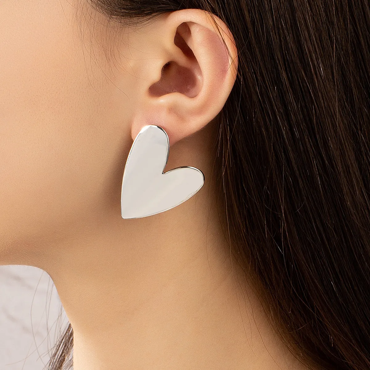 Silver-Plated Heart Stud Earrings