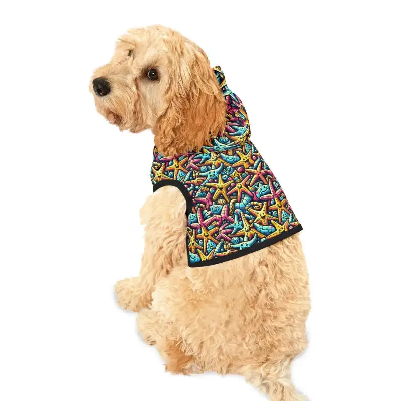 Starfish Pattern Dog Hoodie for Furry Ocean Lovers