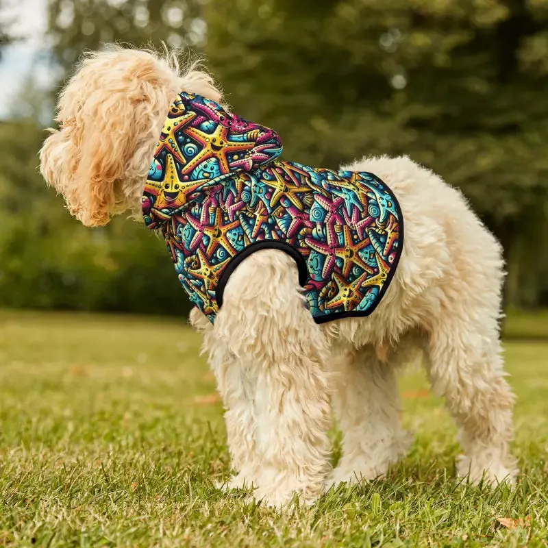 Starfish Pattern Dog Hoodie for Furry Ocean Lovers