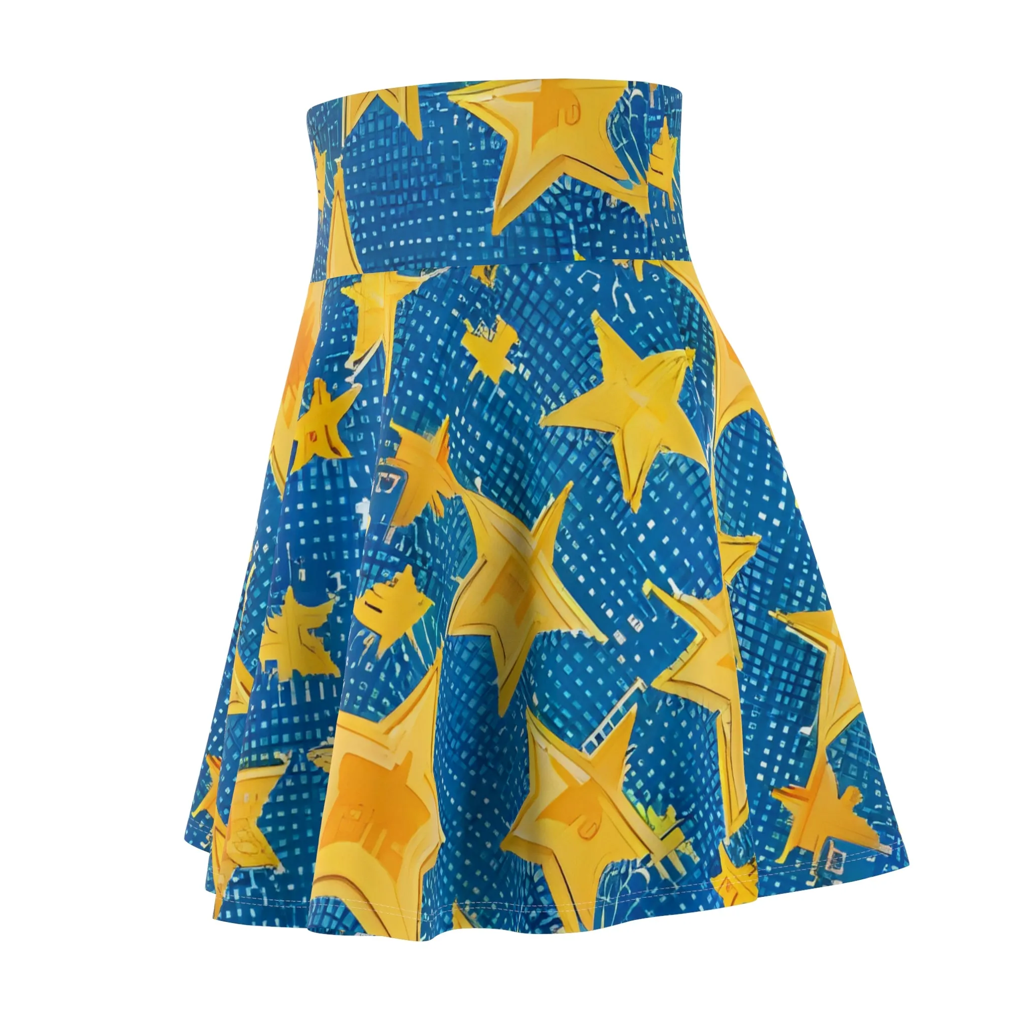 Starry Skirt: Bold Blue and Yellow Design